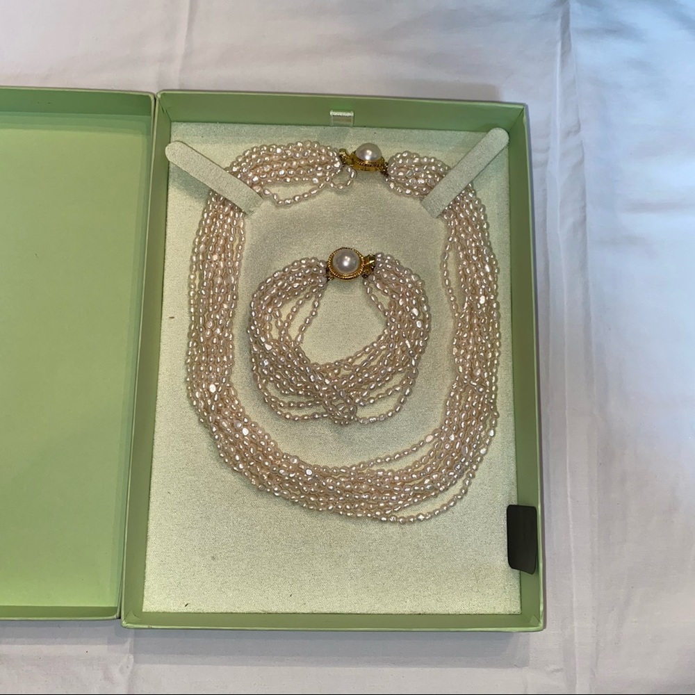 multi strand Seed pearl necklace and bracelet